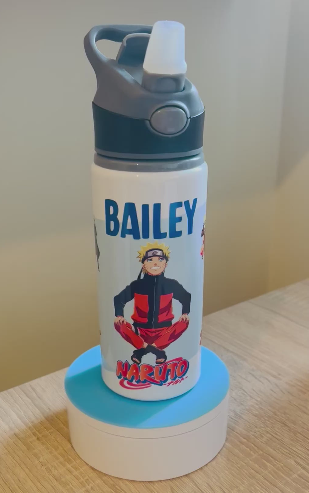 Character/Naruto Themed Personalised 600ml Aluminium Water Bottles - made with your favourite characters! School Water Bottle, Summer Ready.