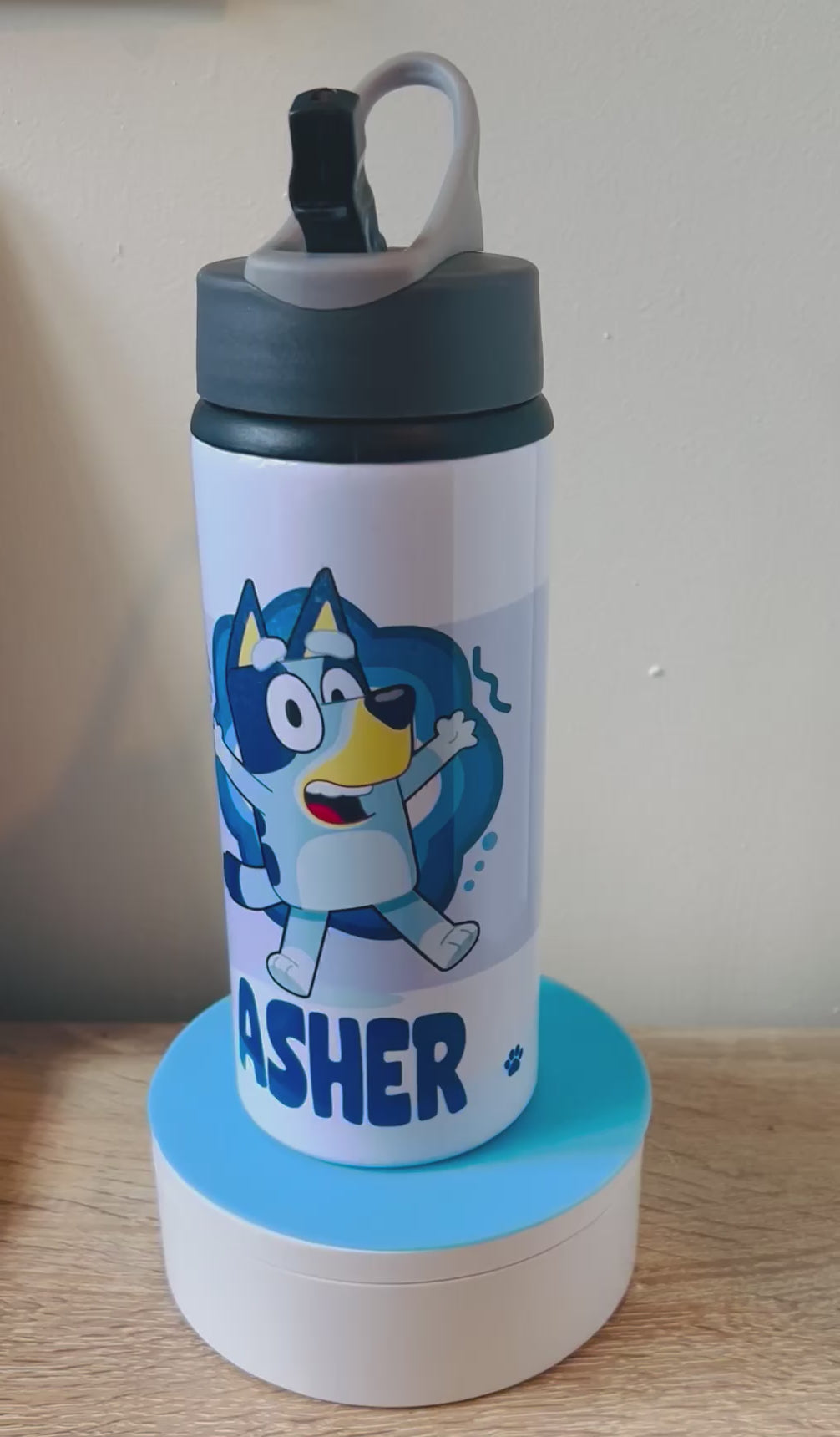 Character/Bluey Themed Personalised 600ml Aluminium Water Bottles - made with your favourite characters! School Water Bottle, Summer Ready.