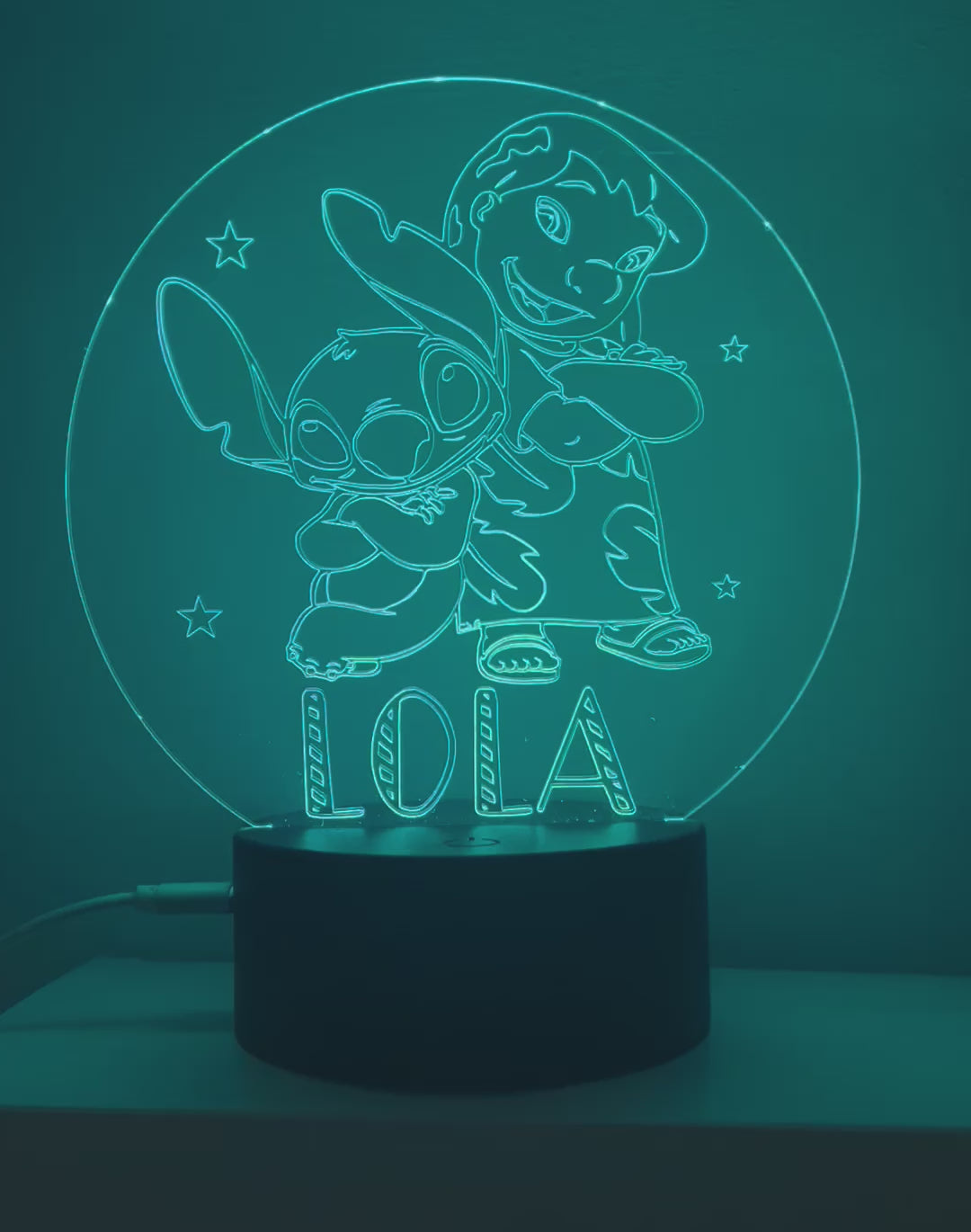 Lilo & Stitch Themed LED Night Light - Comes Fully Personalised. Unique Gift Idea