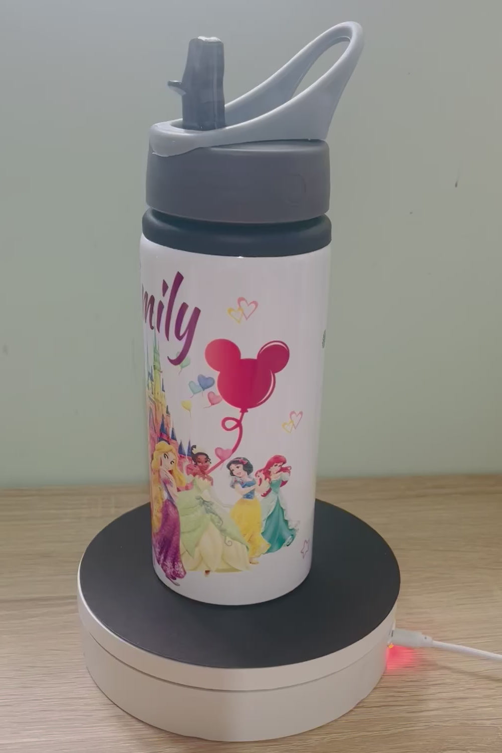 Princess Themed Personalised 600ml Aluminium Water Bottles - made with your favourite characters! School Water Bottle, Summer Ready.