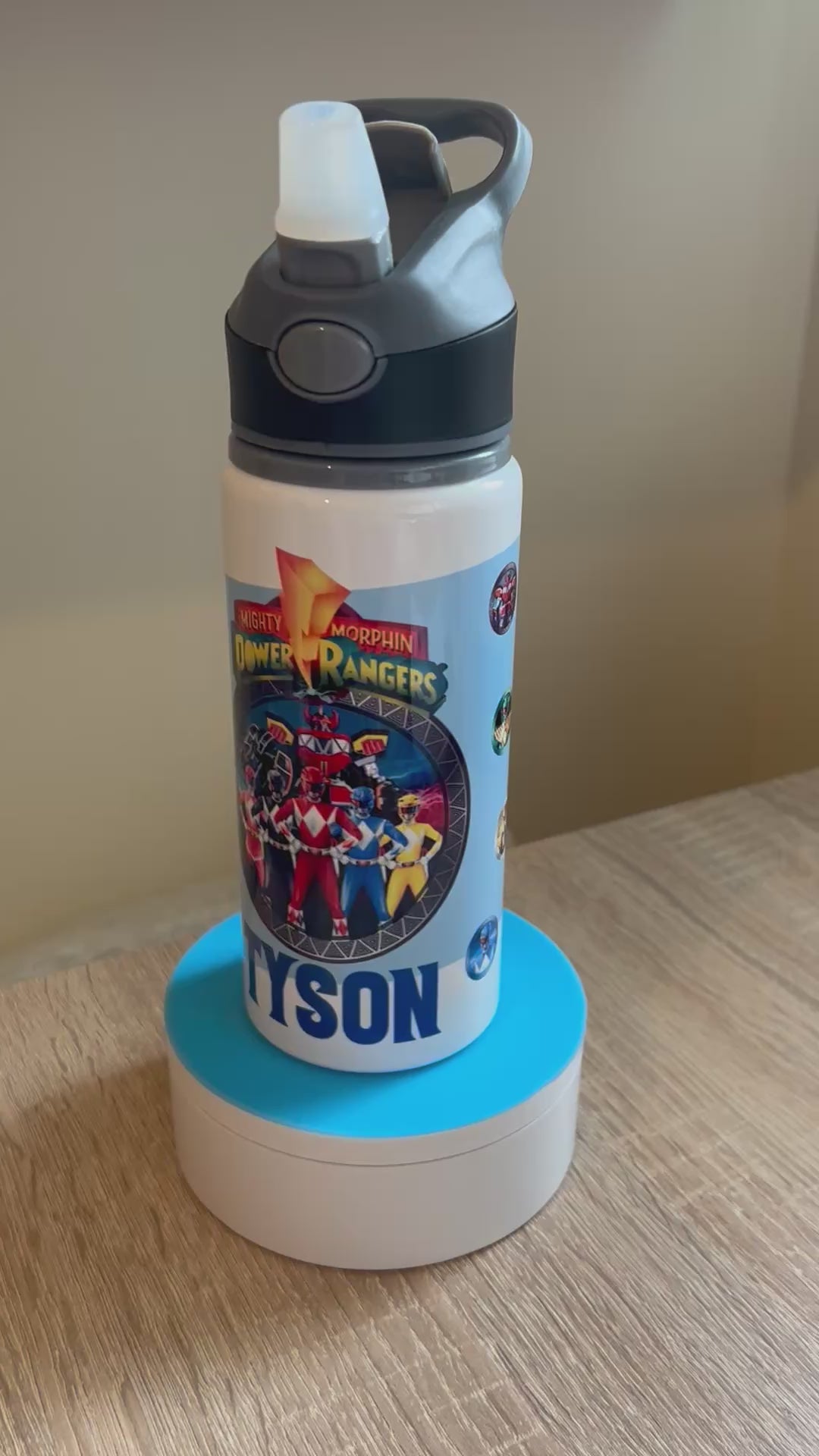 Character/Power Rangers Themed Personalised 600ml Aluminium Water Bottles - made with your favourite characters! School Water Bottle, Summer Ready. (Copy)