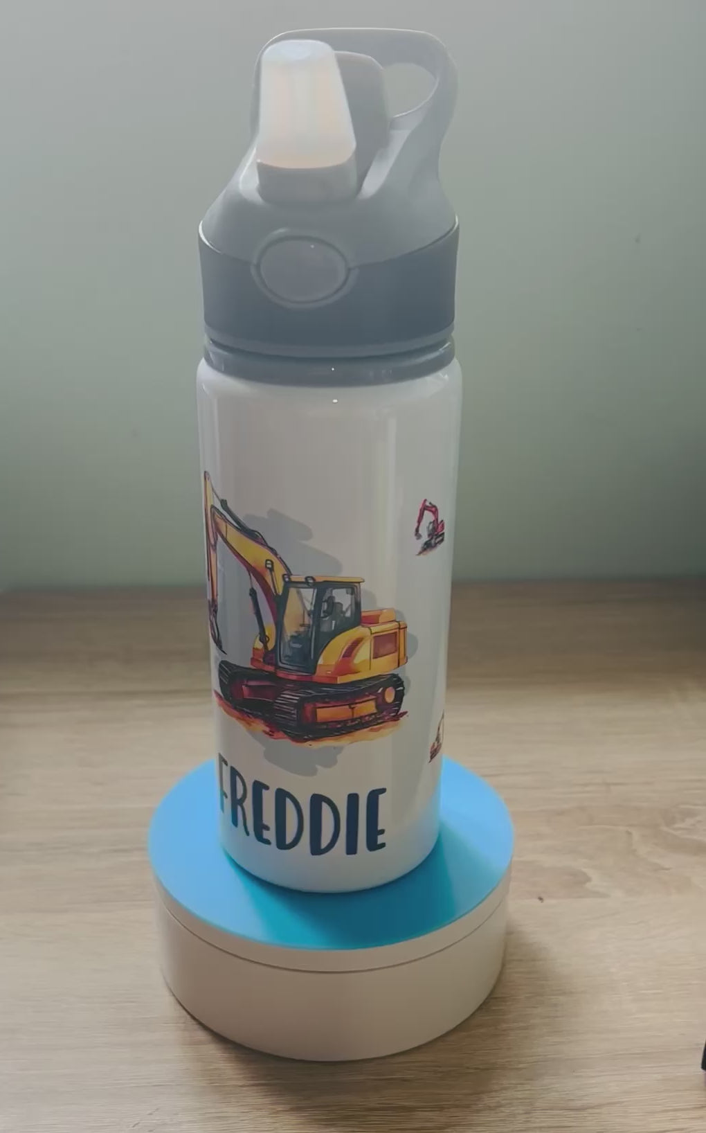Digger Themed Personalised 600ml Aluminium Water Bottles - made with your favourite characters! School Water Bottle, Summer Ready.