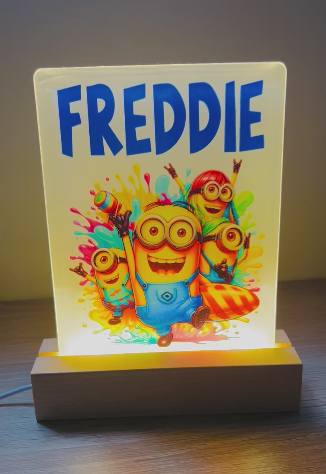Character/Minions Themed Sub LED Night Light - Comes Fully Personalised. Unique Gift Idea.  Perfect for Bedroom. Christmas/Birthday Gift.