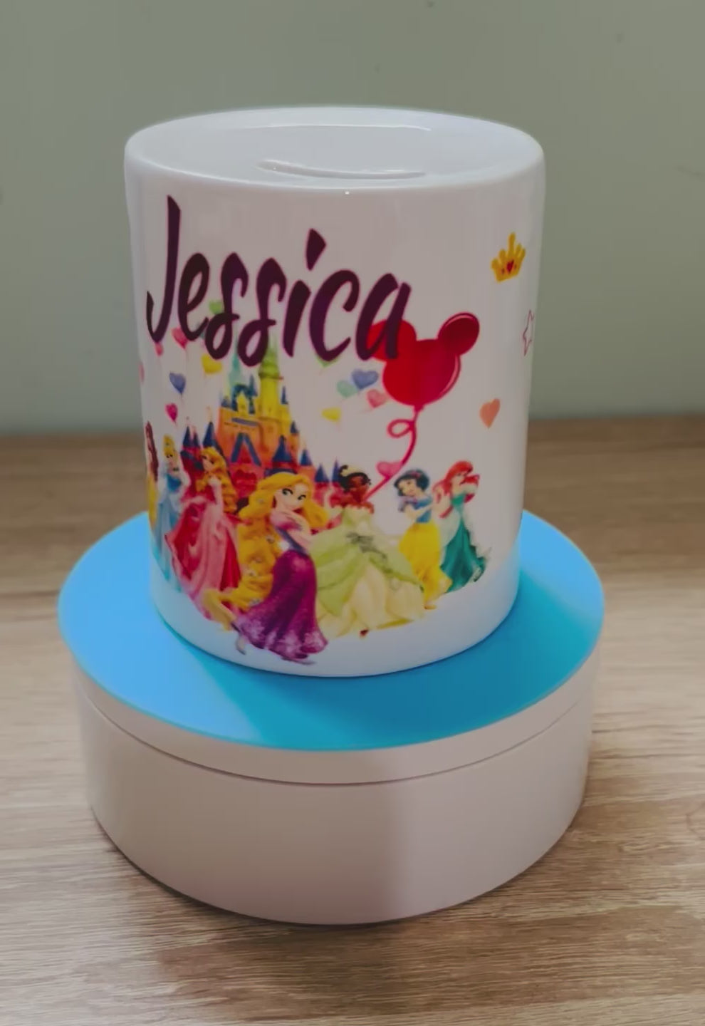 Princess Design Personalised Money Box, Piggy Bank, Birthday Gift, Baby gift, keepsake, Saving, bedroom/nursery decor, Ceramic