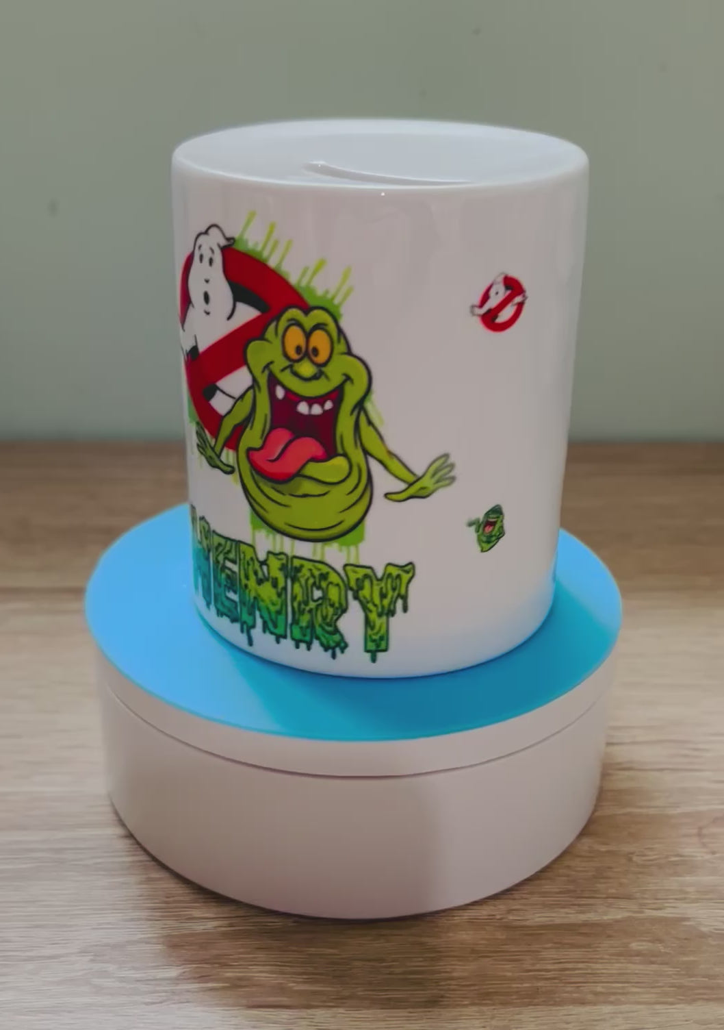 Character/Ghostbusters Design Personalised Money Box, Piggy Bank, Birthday Gift, Baby gift, keepsake, Saving, bedroom/nursery decor, Ceramic