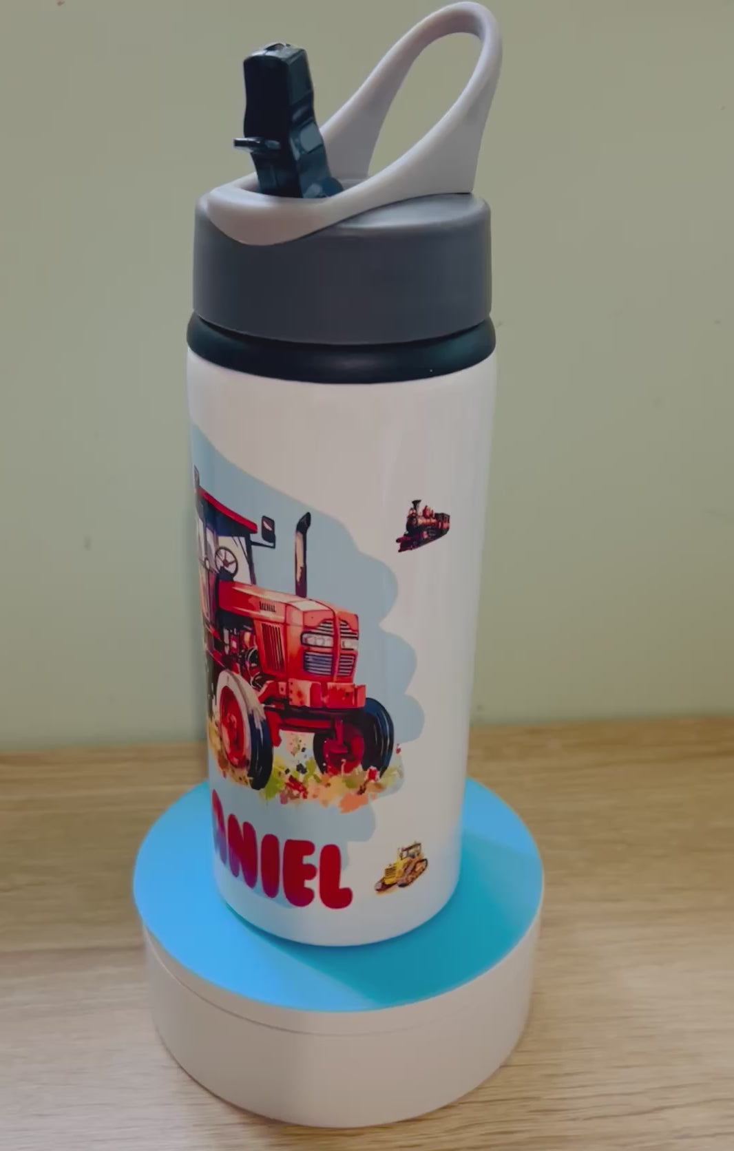 Tractor Themed Personalised 600ml Aluminium Water Bottles - made with your favourite characters! School Water Bottle, Summer Ready.