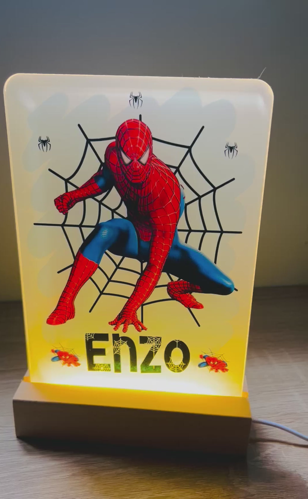 Spiderman Themed Sub LED Night Light - Comes Fully Personalised. Unique Gift Idea.  Perfect for Bedroom. Christmas/Birthday Gift.