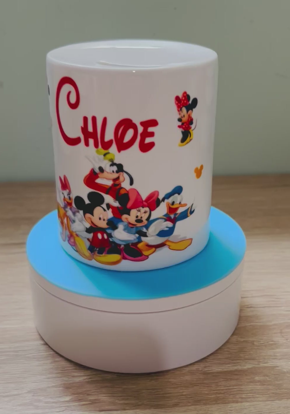 Mickey Mouse & Friends Design Personalised Money Box, Piggy Bank, Birthday Gift, Baby gift, keepsake, Saving, bedroom/nursery decor, Ceramic