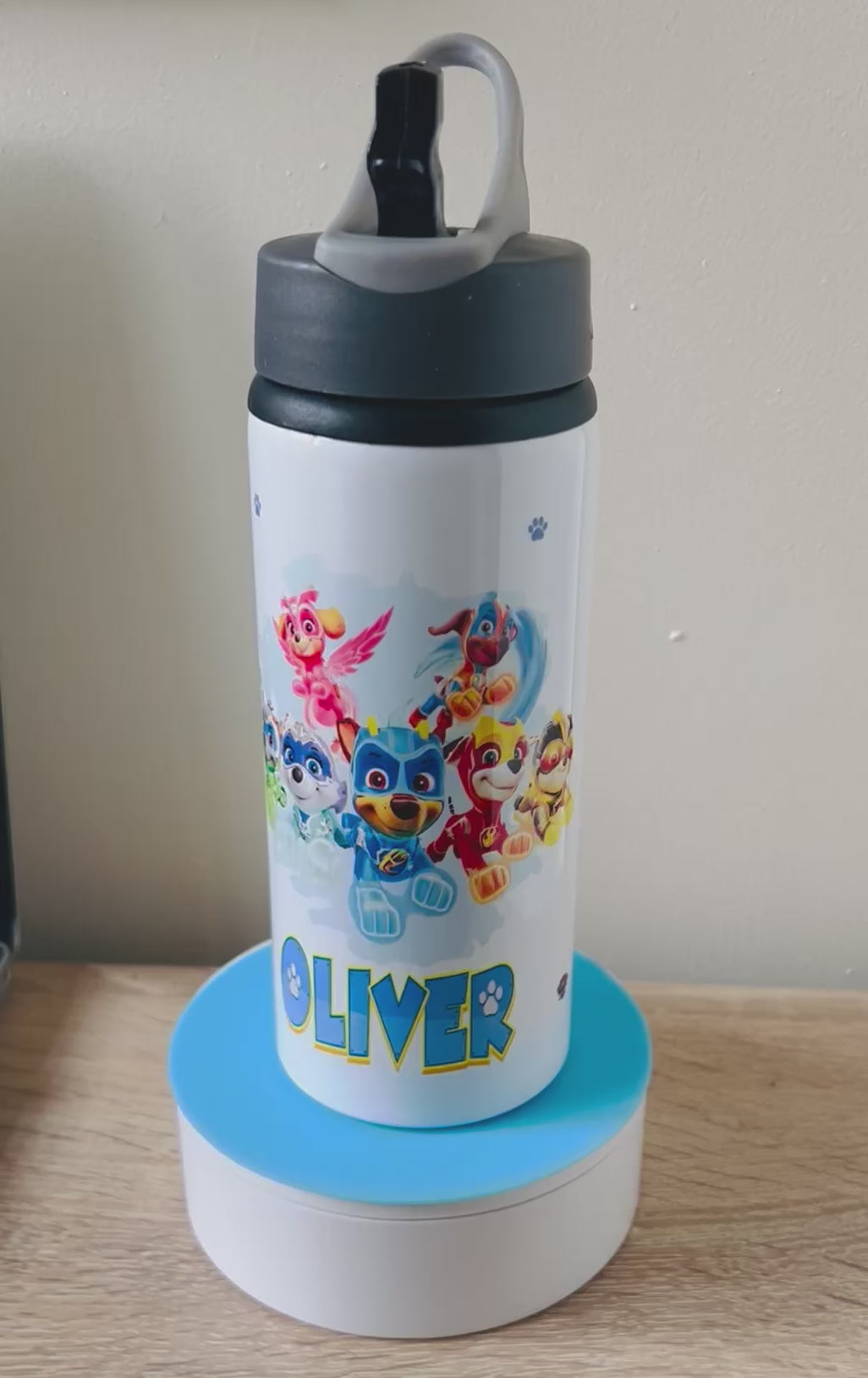 Character/Mighty Pups Themed Personalised 600ml Aluminium Water Bottles - made with your favourite characters! School Water Bottle, Summer Ready.
