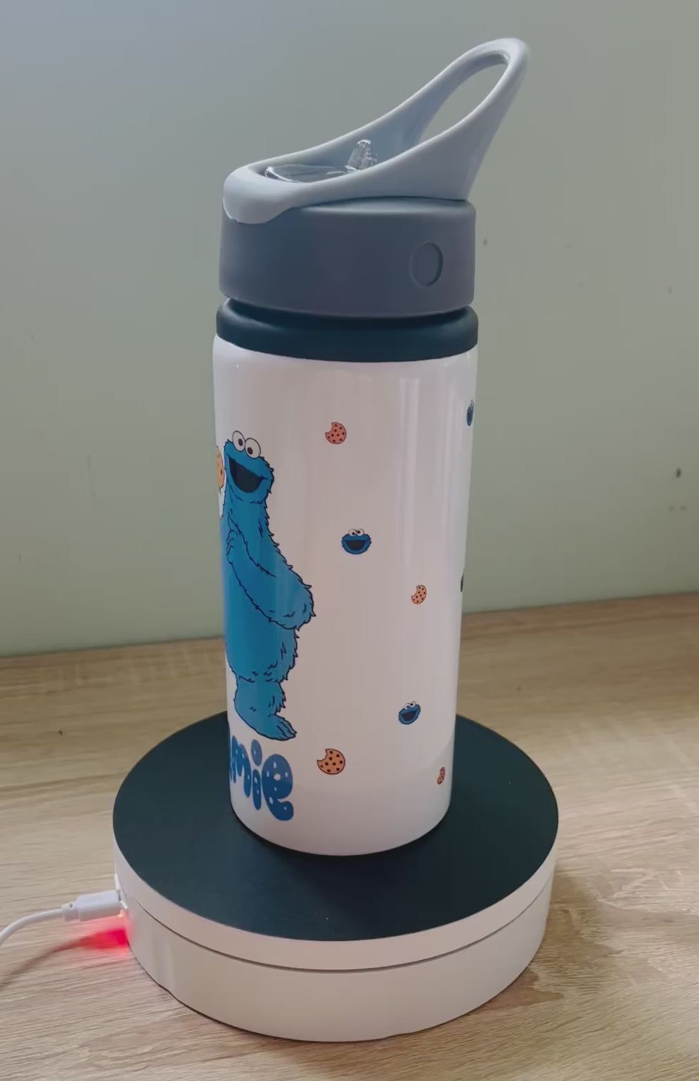 Character/Cookie Monster Themed Personalised 600ml Aluminium Water Bottles - made with your favourite characters! School Water Bottle, Summer Ready.