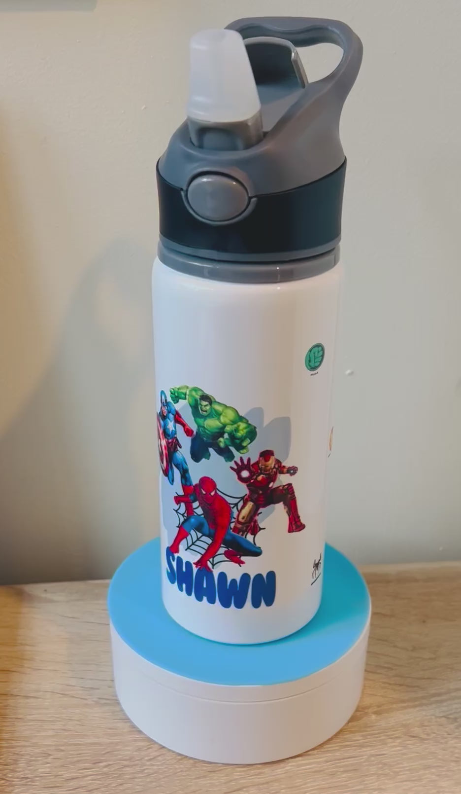 Avengers/Superheroes Themed Personalised 600ml Aluminium Water Bottles - made with your favourite characters! School Water Bottle, Summer Ready.