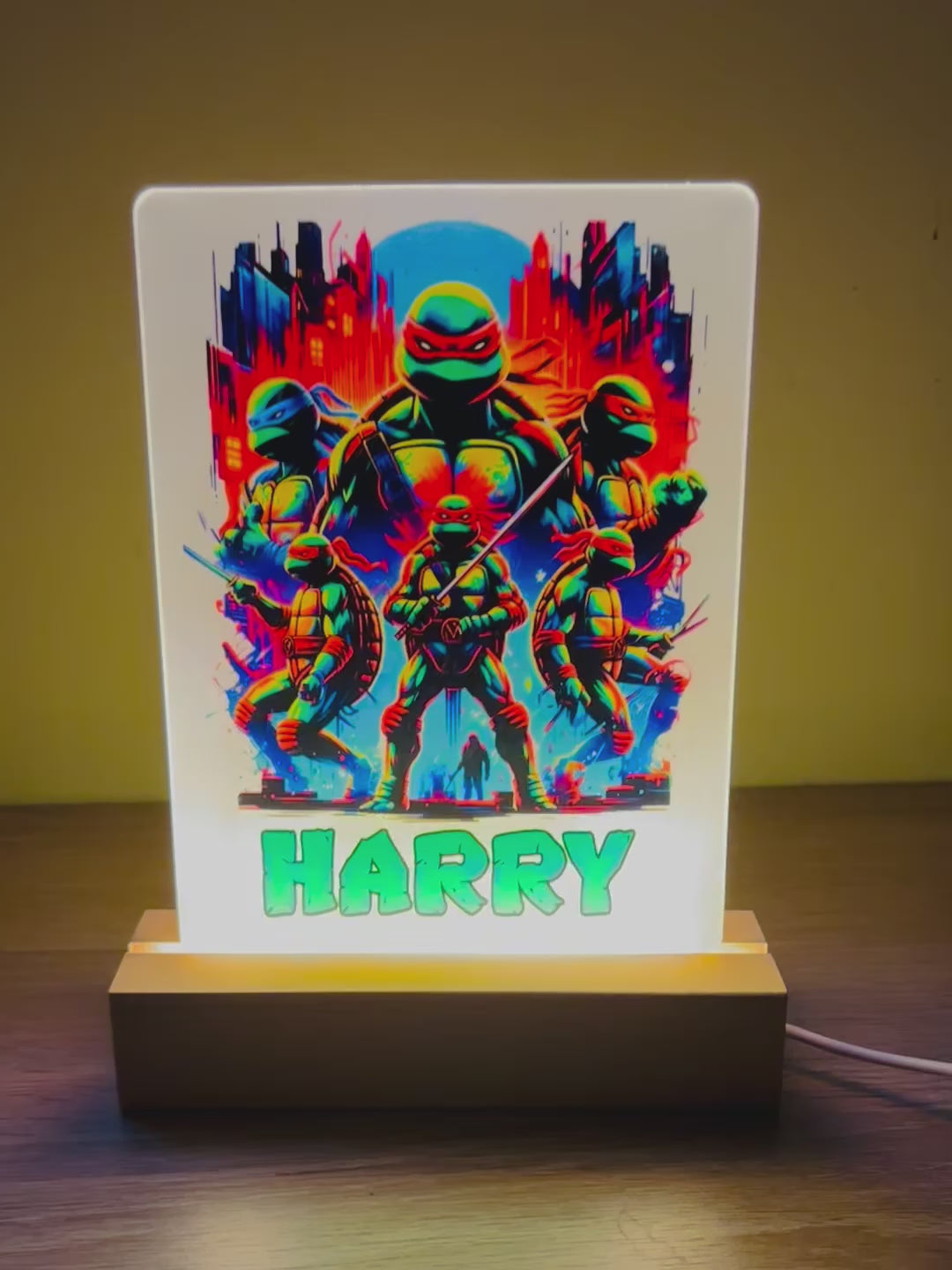 Character/Turtles Themed Sub LED Night Light - Comes Fully Personalised. Unique Gift Idea.  Perfect for Bedroom. Christmas/Birthday Gift.