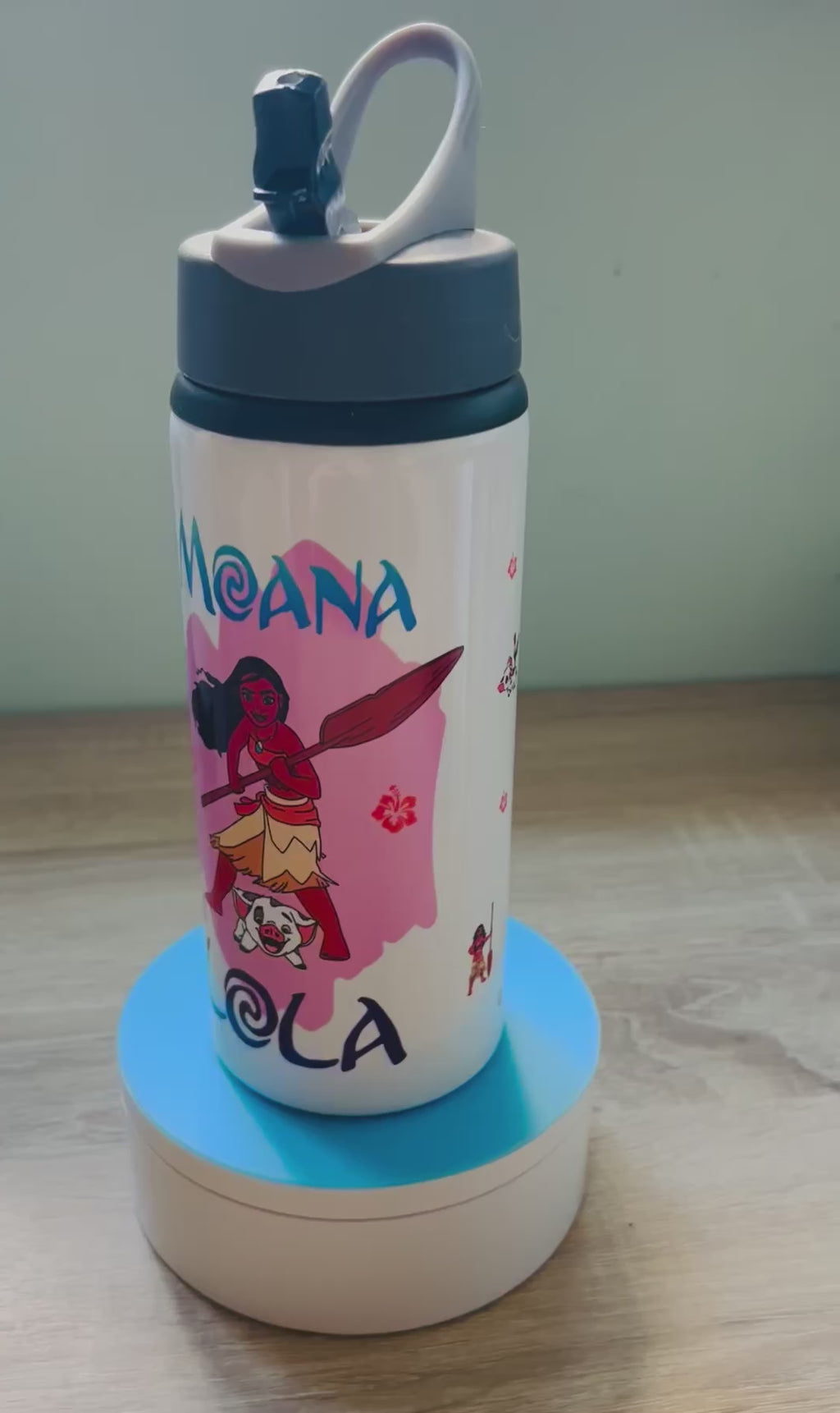 Princess/Moana Themed Personalised 600ml Aluminium Water Bottles - made with your favourite characters! School Water Bottle, Summer Ready.