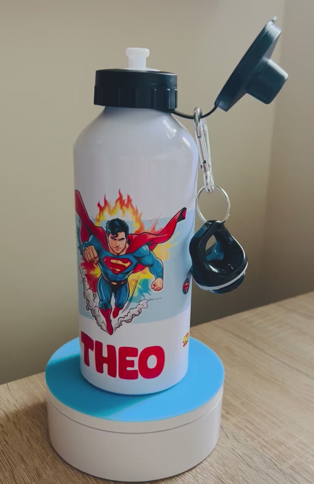 Superman Themed Personalised 600ml Aluminium Water Bottles - made with your favourite characters! School Water Bottle, Summer Ready.