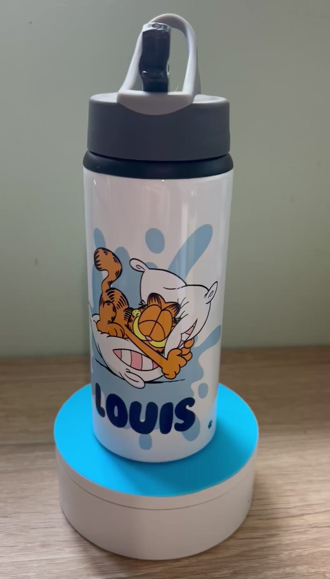 Character/Garfield Themed Personalised 600ml Aluminium Water Bottles - made with your favourite characters! School Water Bottle, Summer Ready.