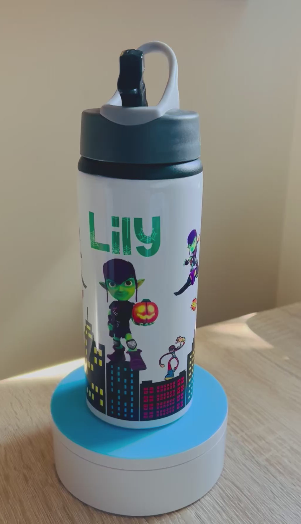 Gobby/Spidey & Friends Themed Personalised 600ml Aluminium Water Bottles - made with your favourite characters! School Water Bottle, Summer Ready.