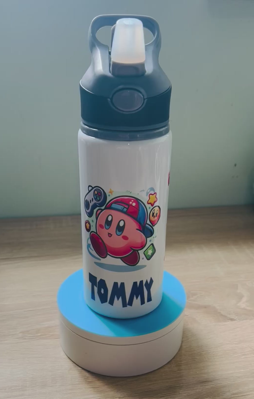 Character/Kirby Themed Personalised 600ml Aluminium Water Bottles - made with your favourite characters! School Water Bottle, Summer Ready.