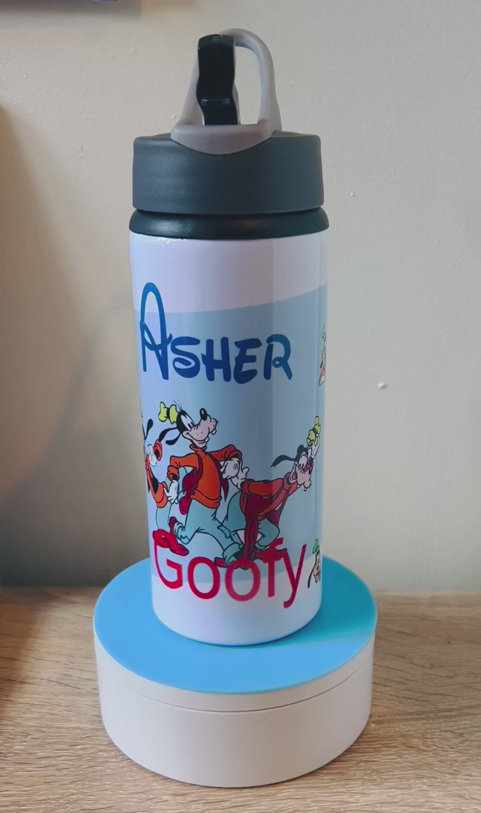 Character/Goofy Themed Personalised 600ml Aluminium Water Bottles - made with your favourite characters! School Water Bottle, Summer Ready.