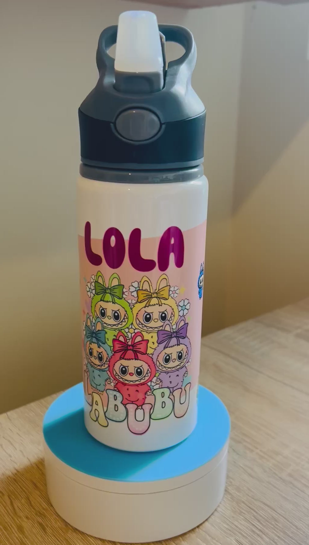 Character/Labubu Themed Personalised 600ml Aluminium Water Bottles - made with your favourite characters! School Water Bottle, Summer Ready.
