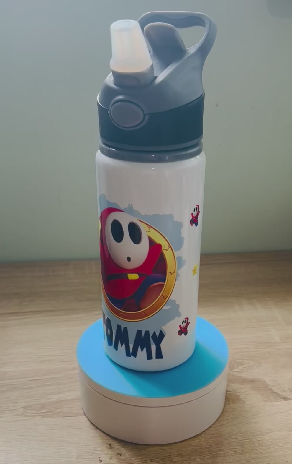 Character/Shy Guy Themed Personalised 600ml Aluminium Water Bottles - made with your favourite characters! School Water Bottle, Summer Ready.